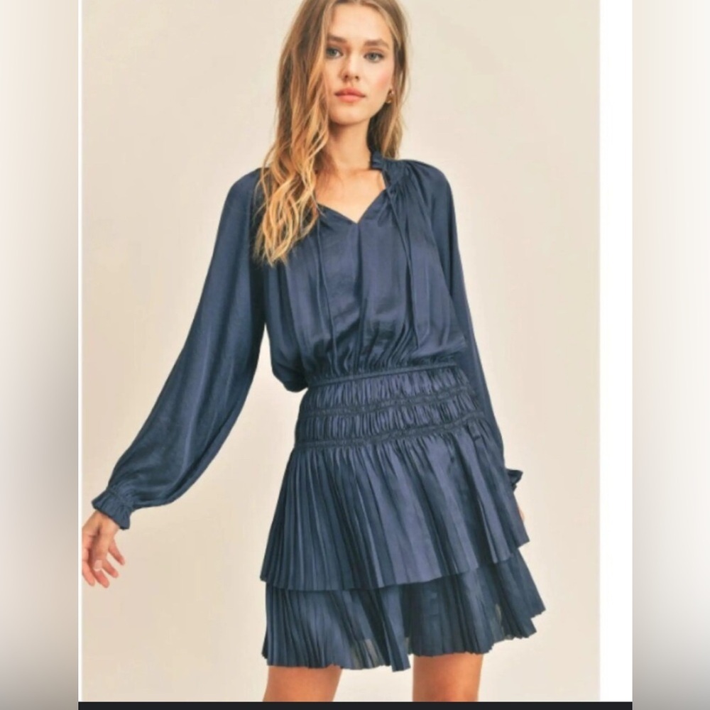 Reset by Jane midnight blue layered & smocked dress size M
